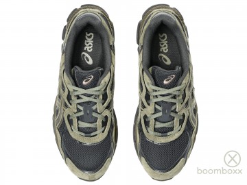 Asics gel nyc loden green graphite grey sneaker paar 1203a383 303 bovenkant