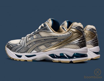 Asisc gel kayano 14 cream pure silver 1201a019 105 sneaker pair backside