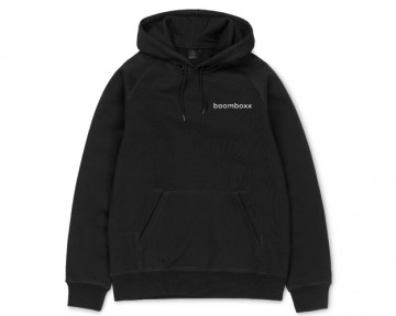 Boomboxx supply hooded logo carrier sweatershirt bmbxxlmtblck