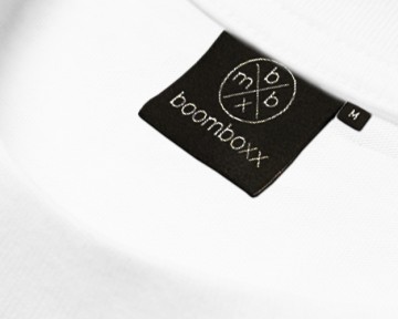 Boomboxx supply logo carrier t shirt bmbxx26917wht white tee neklabel