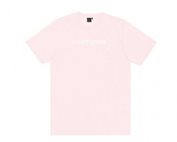 Boomboxx supply logo carrier t shirt pink front