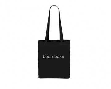Boomboxx supply logo carrier tote bag black front