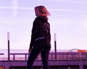 Boomboxx supply logo carrier tote bag black photoshoot