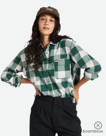 Brixton bowery boyfriend ls flanel pine needle 01310 pnndb photoshoot 3