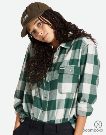 Brixton bowery boyfriend ls flanel pine needle 01310 pnndb photoshoot 4