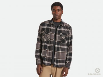 Brixton bowery flannel black charcoal 01213 bkcpc fotoshoot