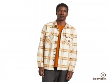 Brixton bowery heavy ls flannel pinebrown 01297 wcpbs fotoshoot