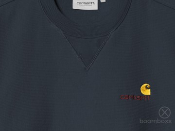 Carhartt american script sweat deep night i025475j0xx03 zoom