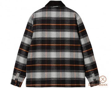 Carhartt wip baris shirt jacket baris check grey heather black i0337772vixx03 backside