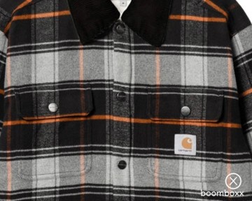 Carhartt wip baris shirt jacket baris check grey heather black i0337772vixx03 zoom