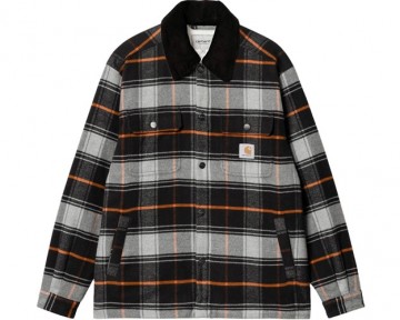 Carhartt wip baris shirt jacket baris check grey heather black i0337772vixx03