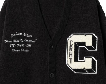 Carhartt wip brown duck cardigan black wax i033862k02xx03 zoom front