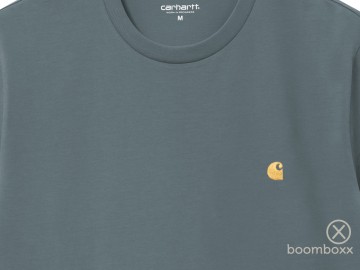 Carhartt wip chase t shirt cozy blue gold i0263913lpxx03 zoom