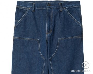 Carhartt wip double knee pant blue stone washed i032699010632 zoom front