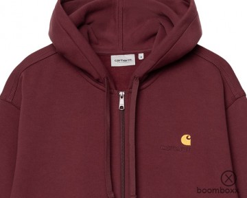 Carhartt wip hooded american script jacket malbec i0330632byxx03 zoom front