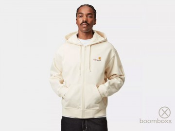 Carhartt wip hooded american script jacket natural i03306305xx03 fotoshoot 3