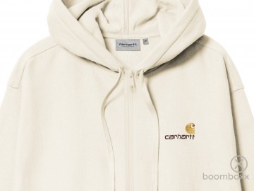 Carhartt wip hooded american script jacket natural i03306305xx03 zoom