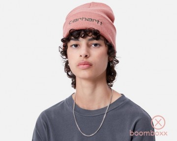 Carhartt wip script beanie dusty rose sycamore i0342342dgxx06 fotoshoot