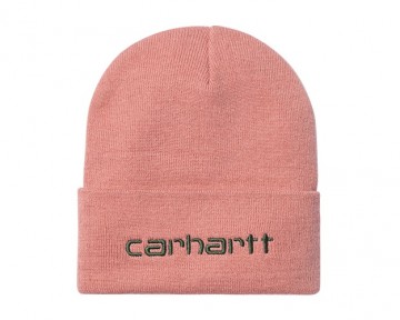 Carhartt wip script beanie dusty rose sycamore i0342342dgxx06