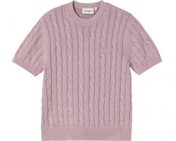 Carhartt wip w carter knit t shirt pink fog i0351812zvgd03