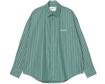 Carhartt wip w ls grimsby shirt stripe saguaro i03513430mxx03