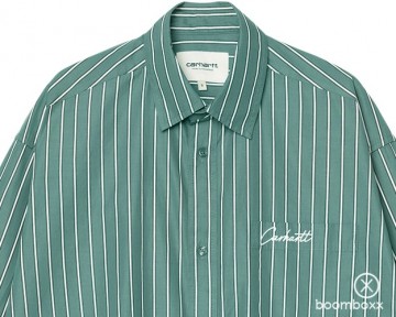 Carhartt wip w ls grimsby shirt stripe saguaro i03513430mxx03zoom