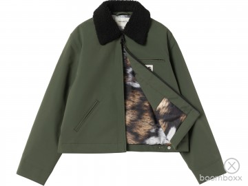 Carhartt wip w newkirk jacket opunia wild dog print i0356993cwxx03 open