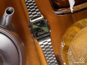 Casio vintage aq 230 serie grey olive aq 230a 3amqyes horloge fotoshoot