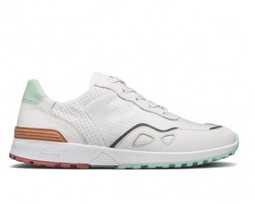 Clae hayden white milled leather ripstop sneaker