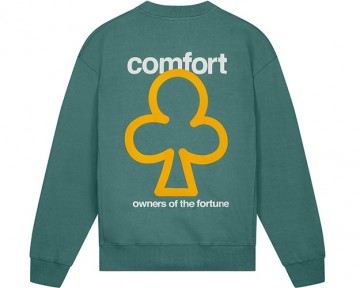 Comfort club clover crewneck teal cc 42003 503 backprint