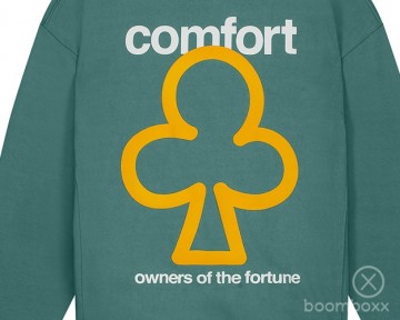 Comfort club clover crewneck teal cc 42003 503 zoom backprint