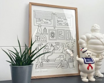 Home riso print by maxim de gilder mdg01 with frame on the wall 2