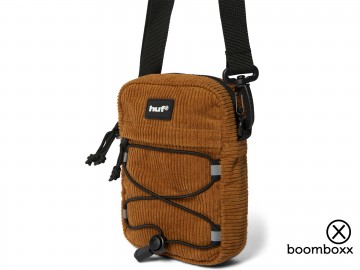 Huf corduroy bowery side bag brown ac01188 brown zijkant