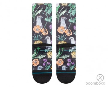 Stance just flocked crew sock a556b24jus blk pair 2