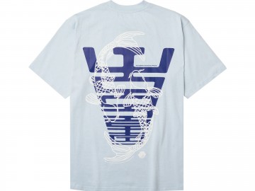 Woodbird baine carp t shirt dusty blue 2626 400 achterkant