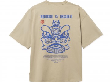 Woodbird beam lion t shirt stone 2616 404 achterkant