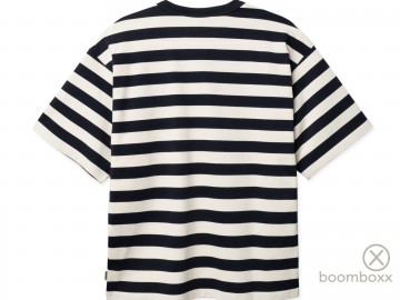Woodbird beam stripe t shirt dark navy 2616 408 achterkant