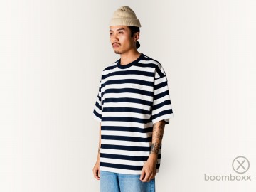 Woodbird beam stripe t shirt dark navy 2616 408 fotoshoot 3