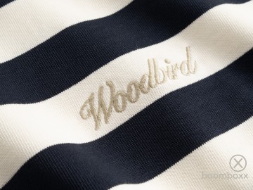 Woodbird beam stripe t shirt dark navy 2616 408 zoom gestikt logo