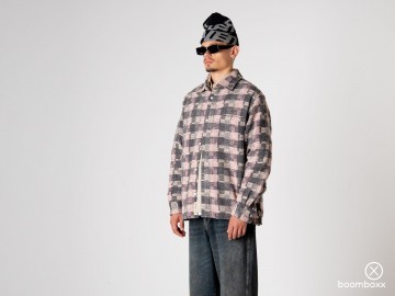 Woodbird wbglixto structure shirt grey brown 2536 702 fotoshoot