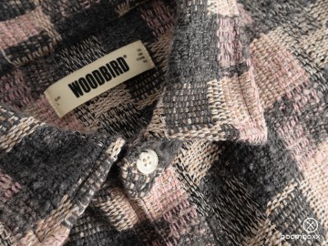 Woodbird wbglixto structure shirt grey brown 2536 702 zoom stof 2