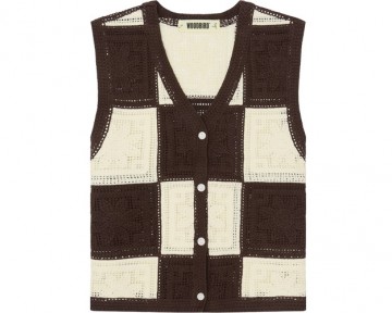 Woodbird wblau crochet vest brown off white 2515 807